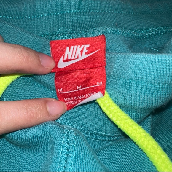 Nike Teal Blue Neon Drawstring Logo Jogger Sweatpants Size Medium - Picture 5 of 11